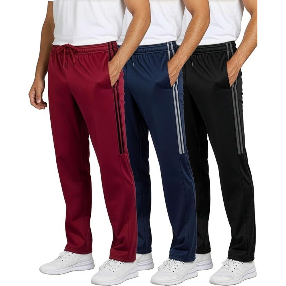 MSRP $50 Real Essentials 3 Pack Men's L Tricot Sweatpants Track Workout Casual